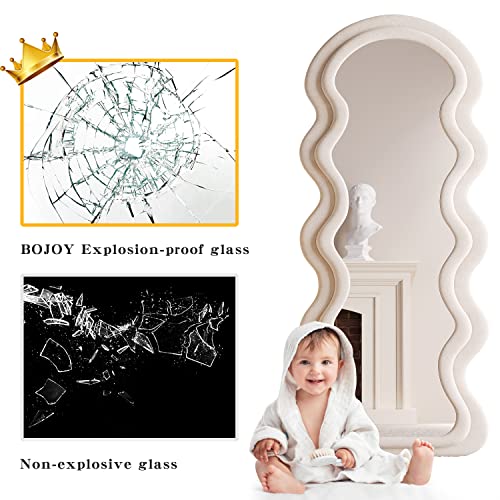 Wavy Arched Mirror, 63x24in, Wall Mount/Standing/Leaning - White