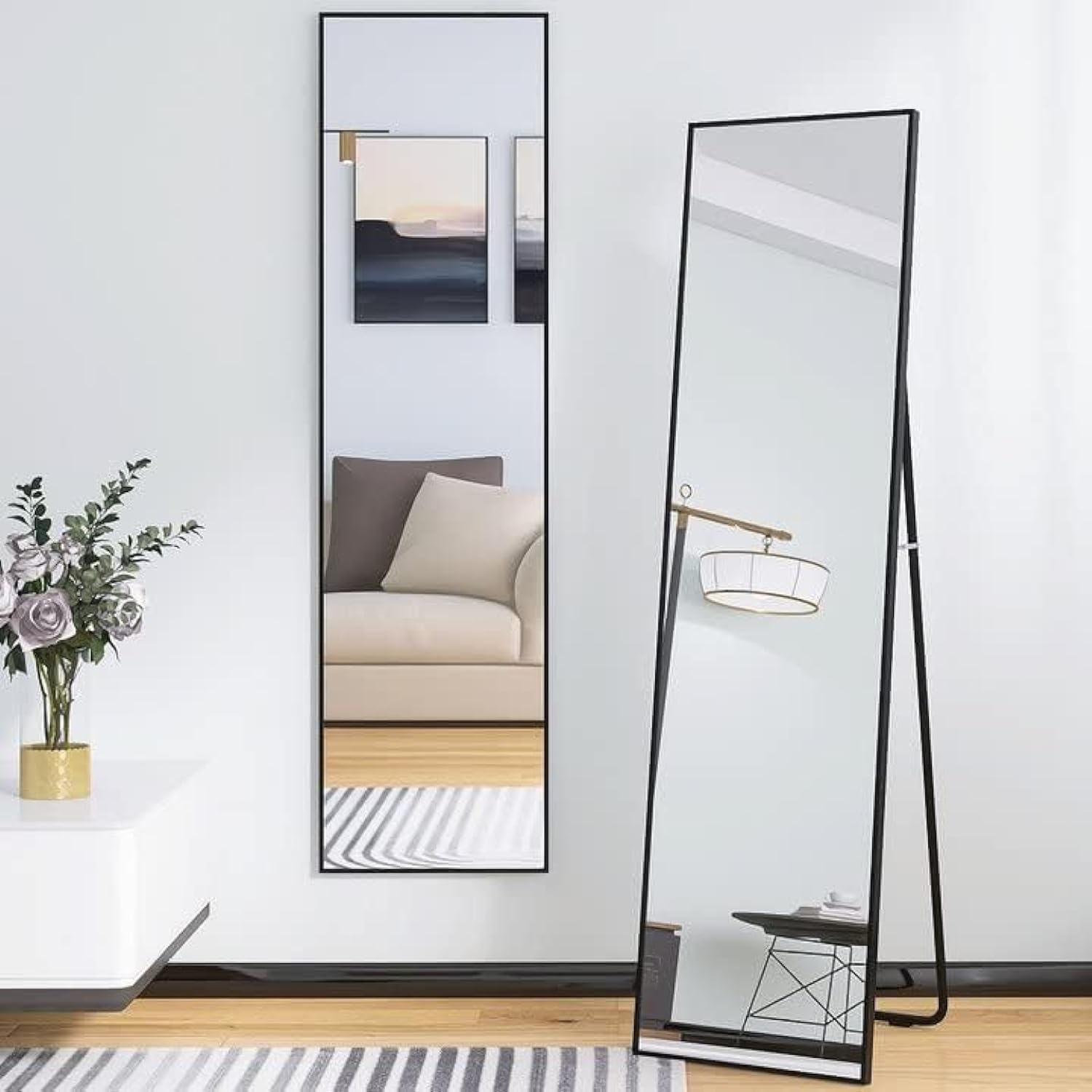 Elegant 59 x 16 Full-Length Mirror with Stand for Living Room, Bedroom