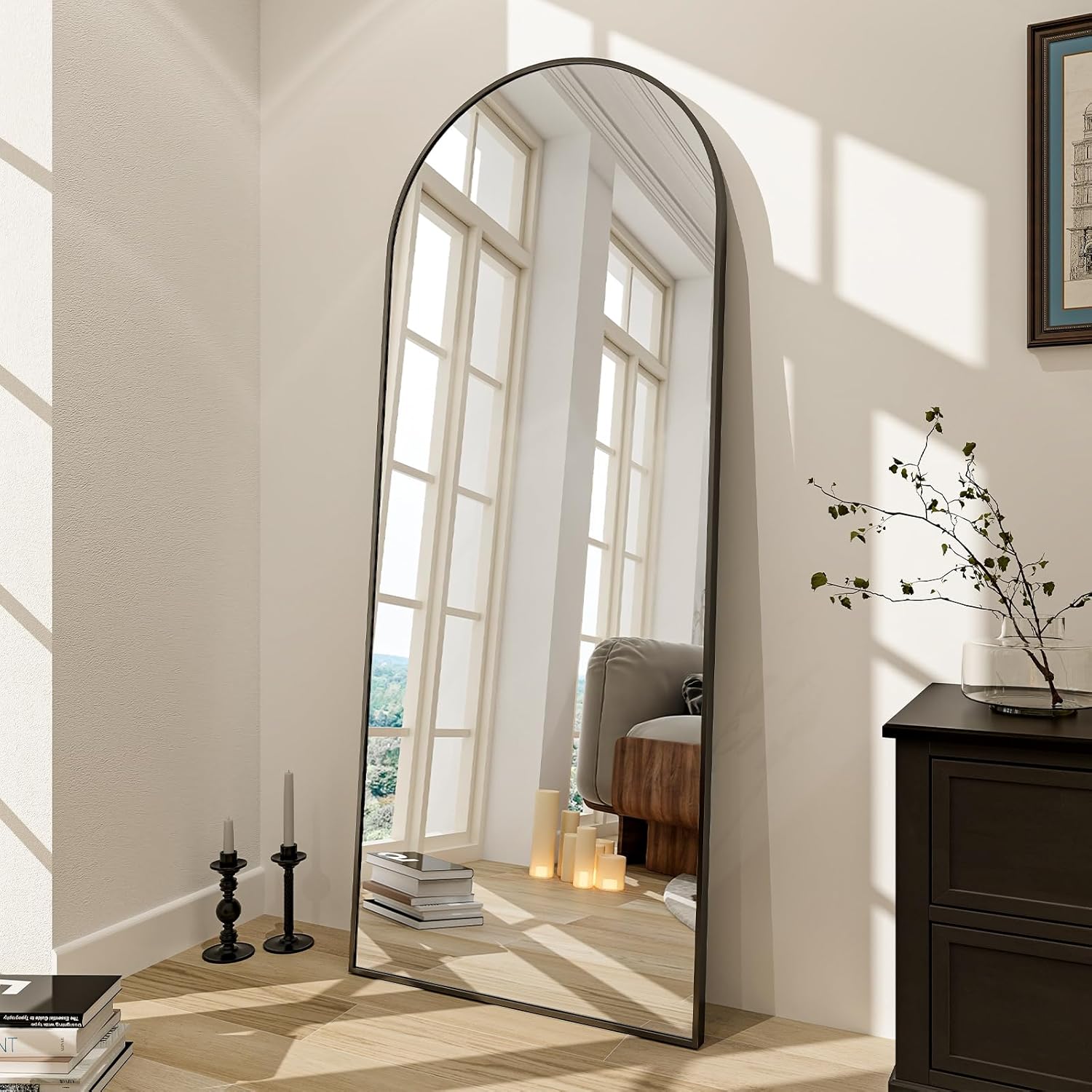 LUCIE BOUTIQUES Arch Floor Mirror, Full Length Mirror for Bedroom, Dressing Room, Black
