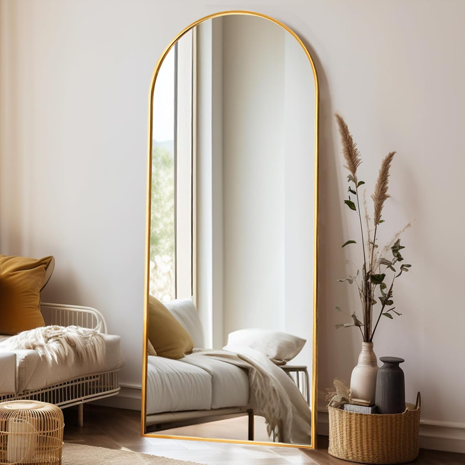 Arched Full-Length Floor Mirror for Bedroom, Living Room