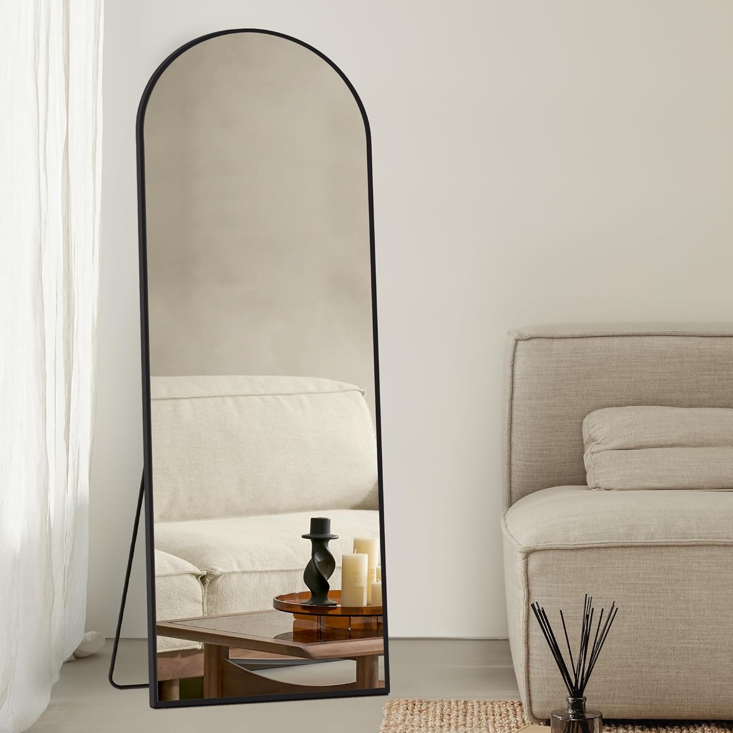 Freestanding Full-Length Mirror with Stand, 59x16