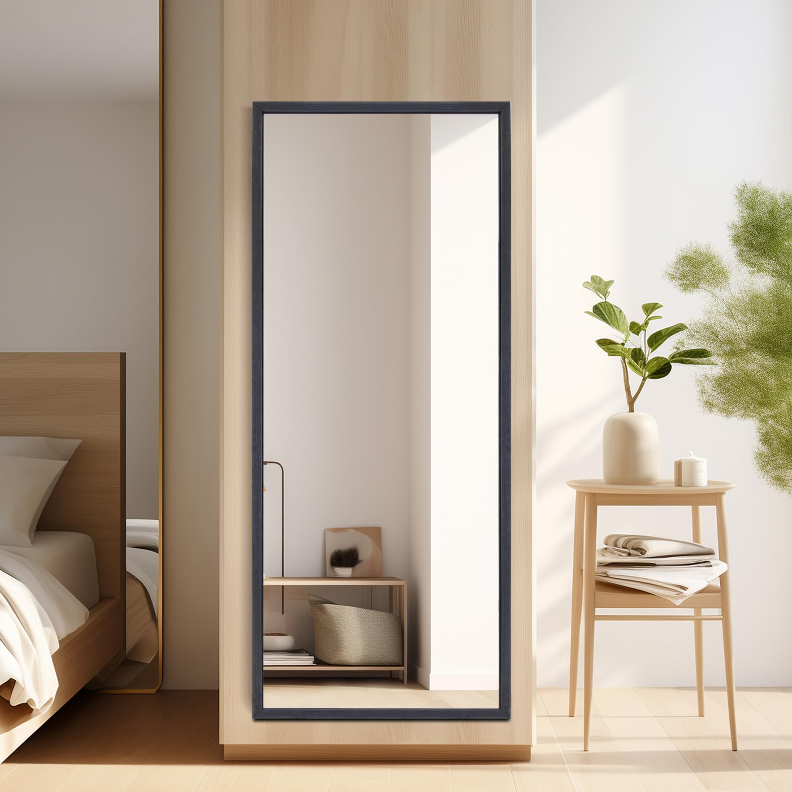  65x22 Full Length Floor Mirror with Wooden Frame for Bedroom, Living Room, Dressing Room