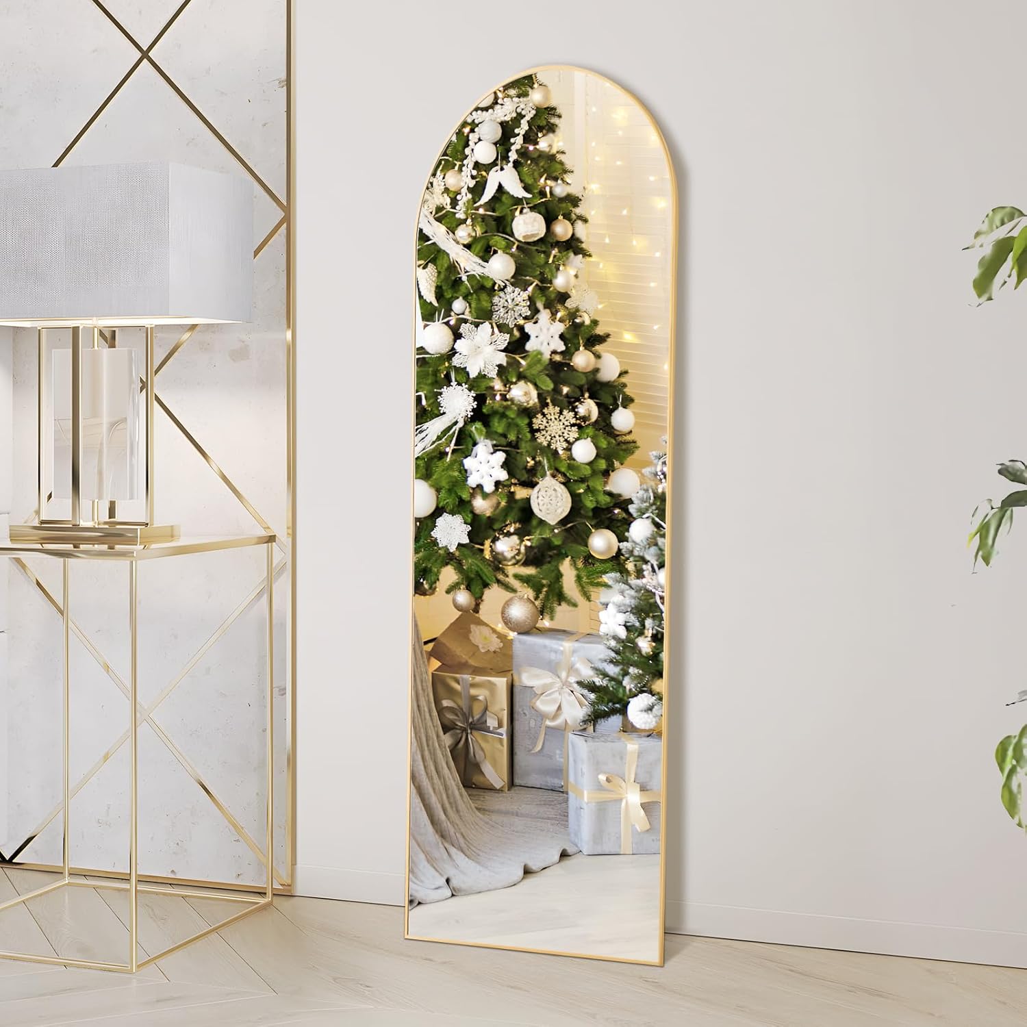 Arched Full Length Mirror with Stand for Bedroom