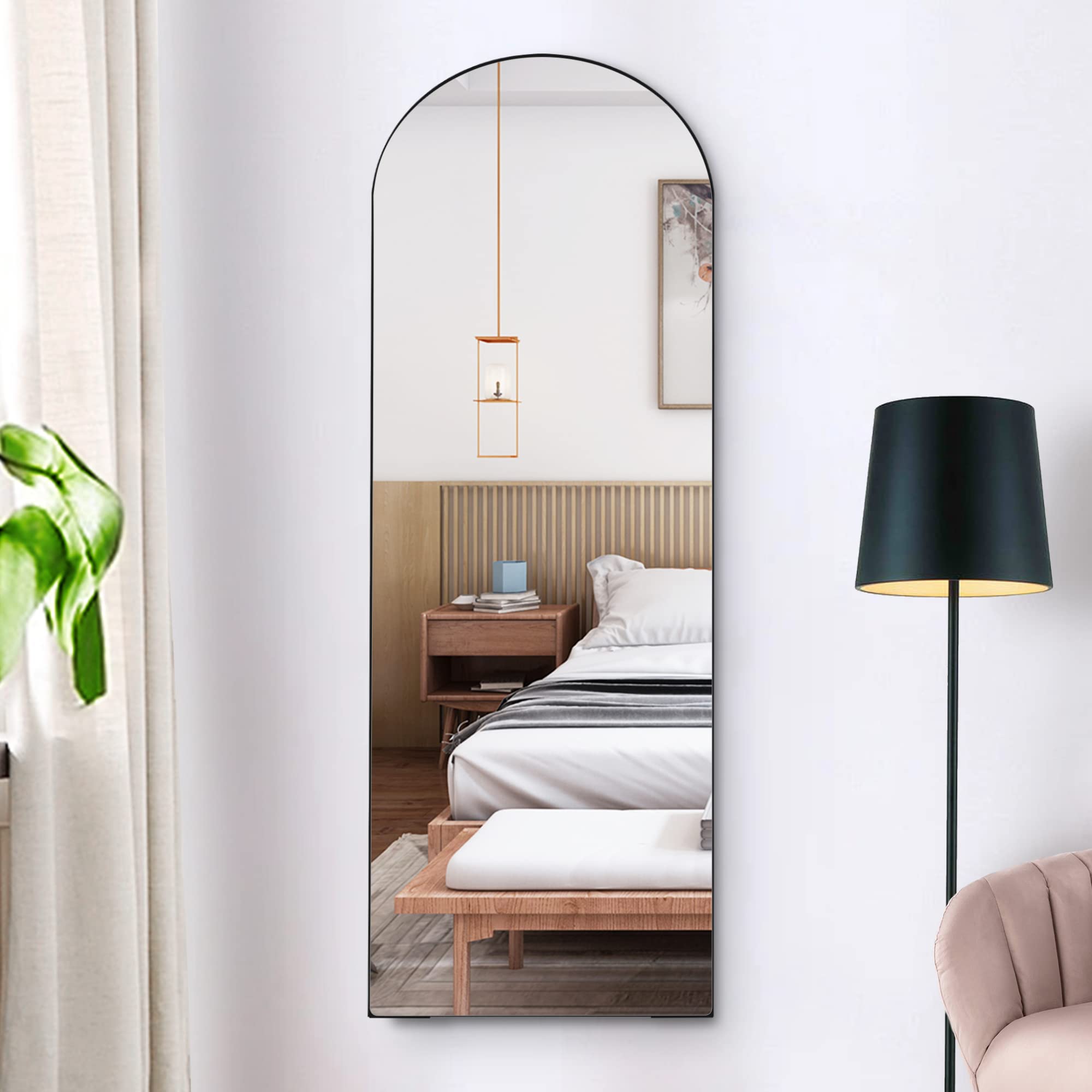 Sure, here's a refined and simplified title based on the original:

Kasibie 55x20 Full Length Mirror, Wall Mounted or Leaning, Aluminum Alloy Frame, Black