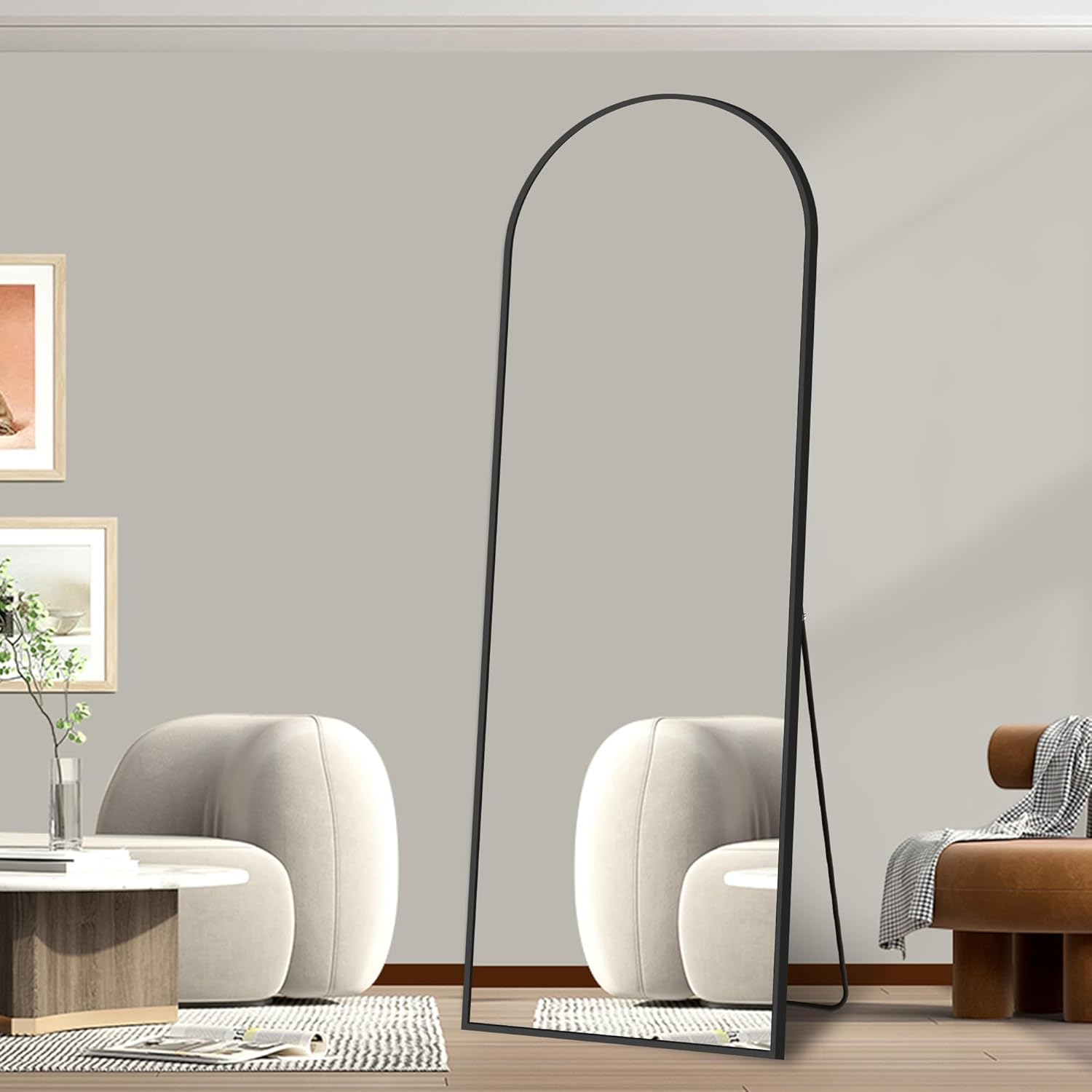 Framed Floor Mirror with Stand, 64x21 for Living Room, Bedroom, Entryway and Dressing