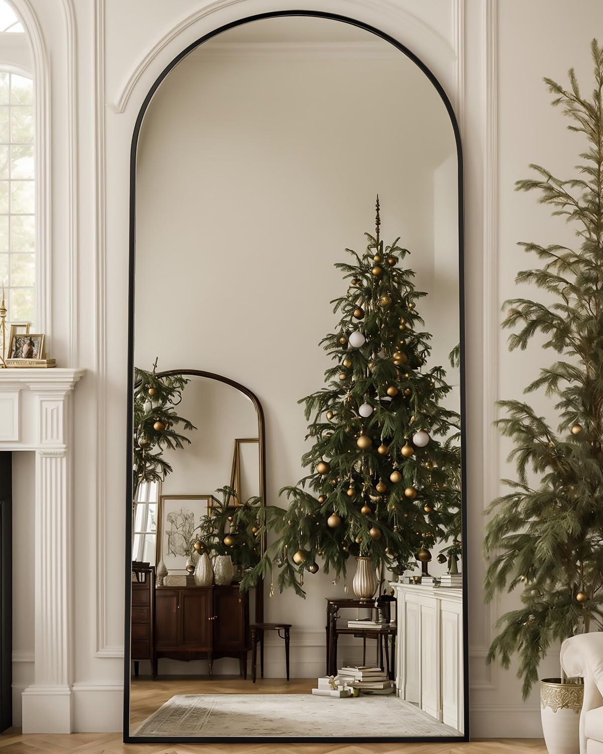 Arched Full Length Mirror for Bedroom Living Room, Black