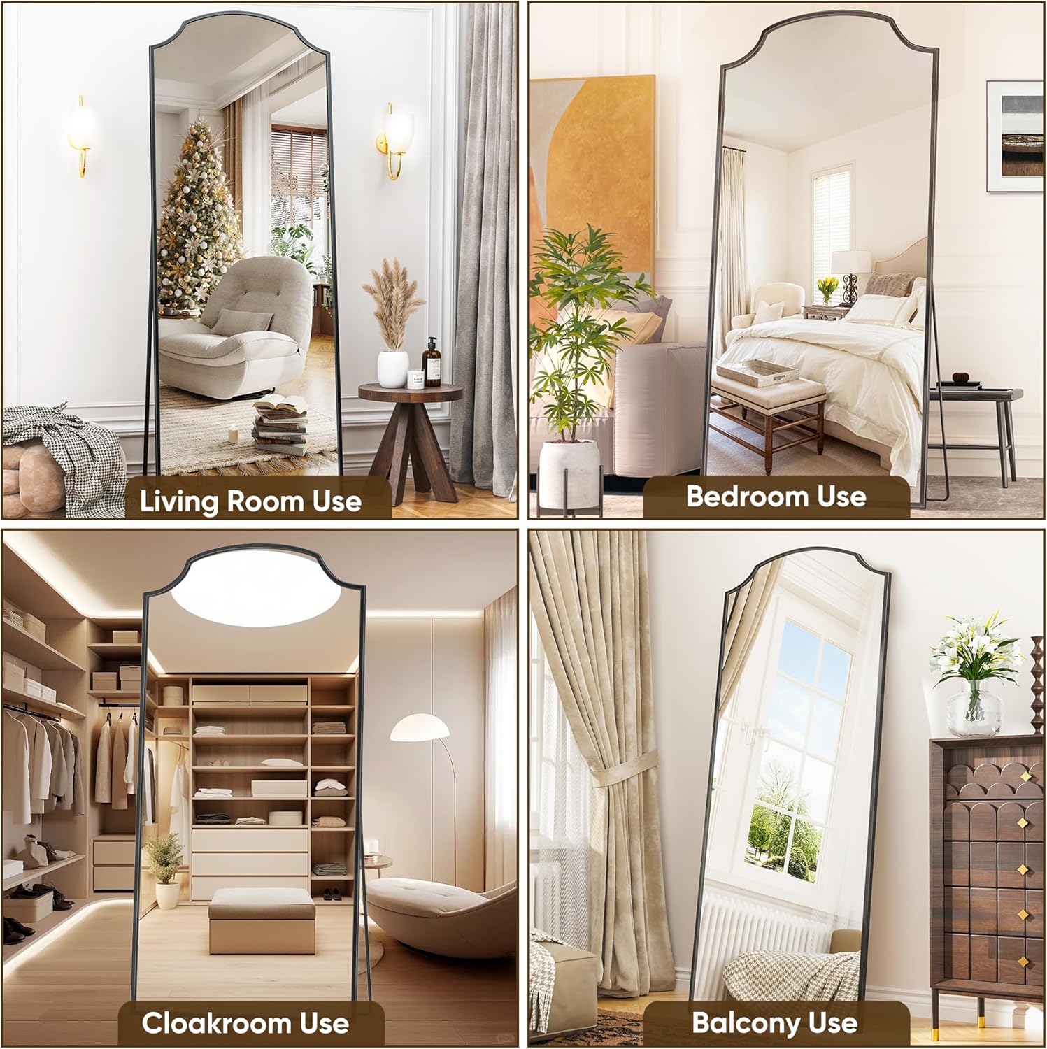 Arched Full-Length Mirror for Bedroom and Cloakroom