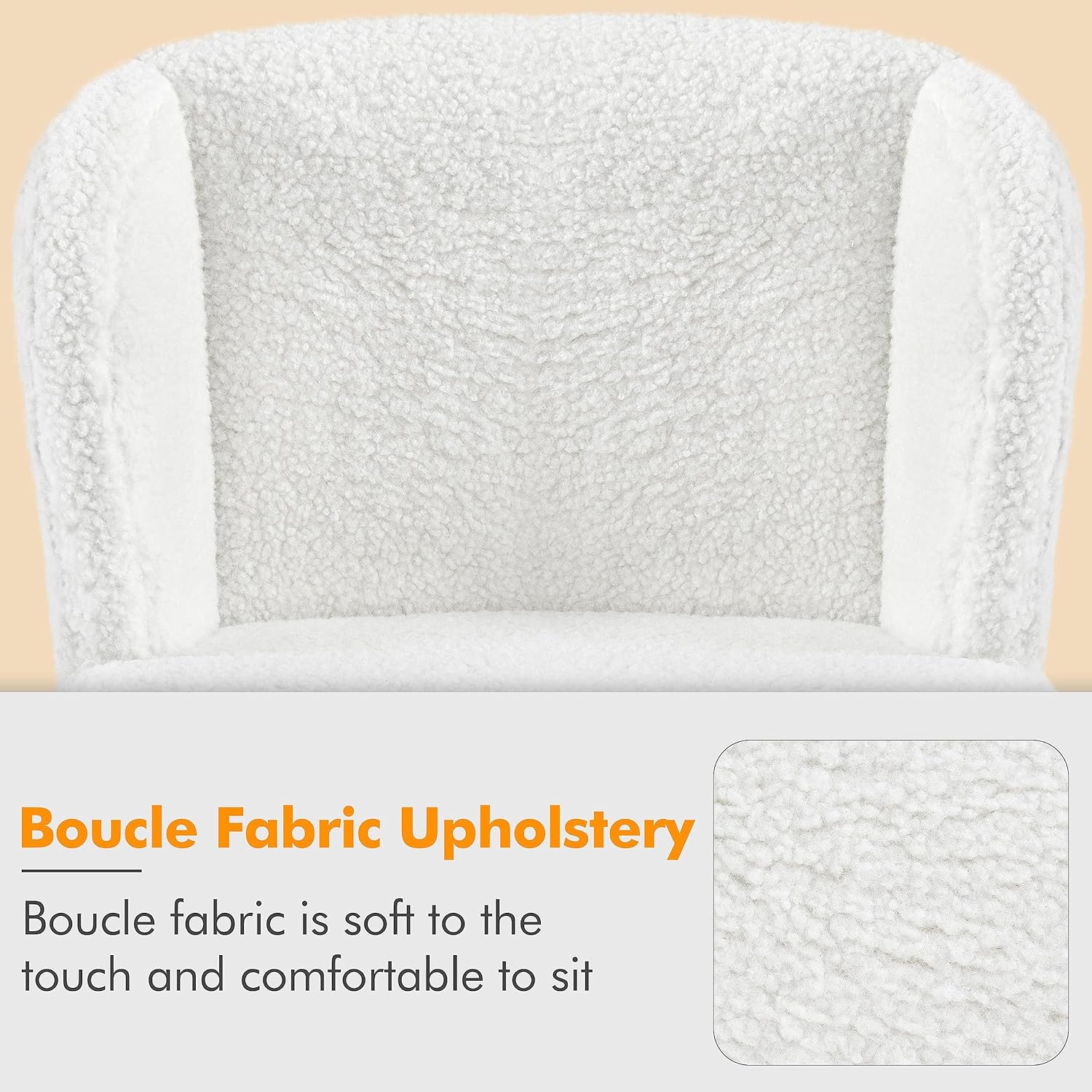 Yaheetech Boucle Fabric Upholstered Counter Height Stools for Kitchen, White